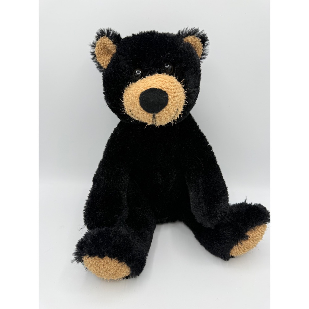 Stuffed Animal House Black Bear Plush Toy Acrylic Eyes Soft 11"